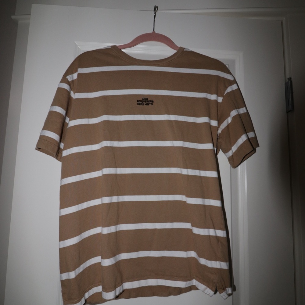 Brown and White Striped Men's Shirt